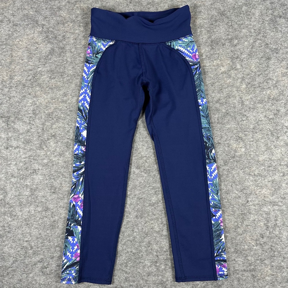 SoulCycle Girls Navy Floral Performance Cropped Legging XS